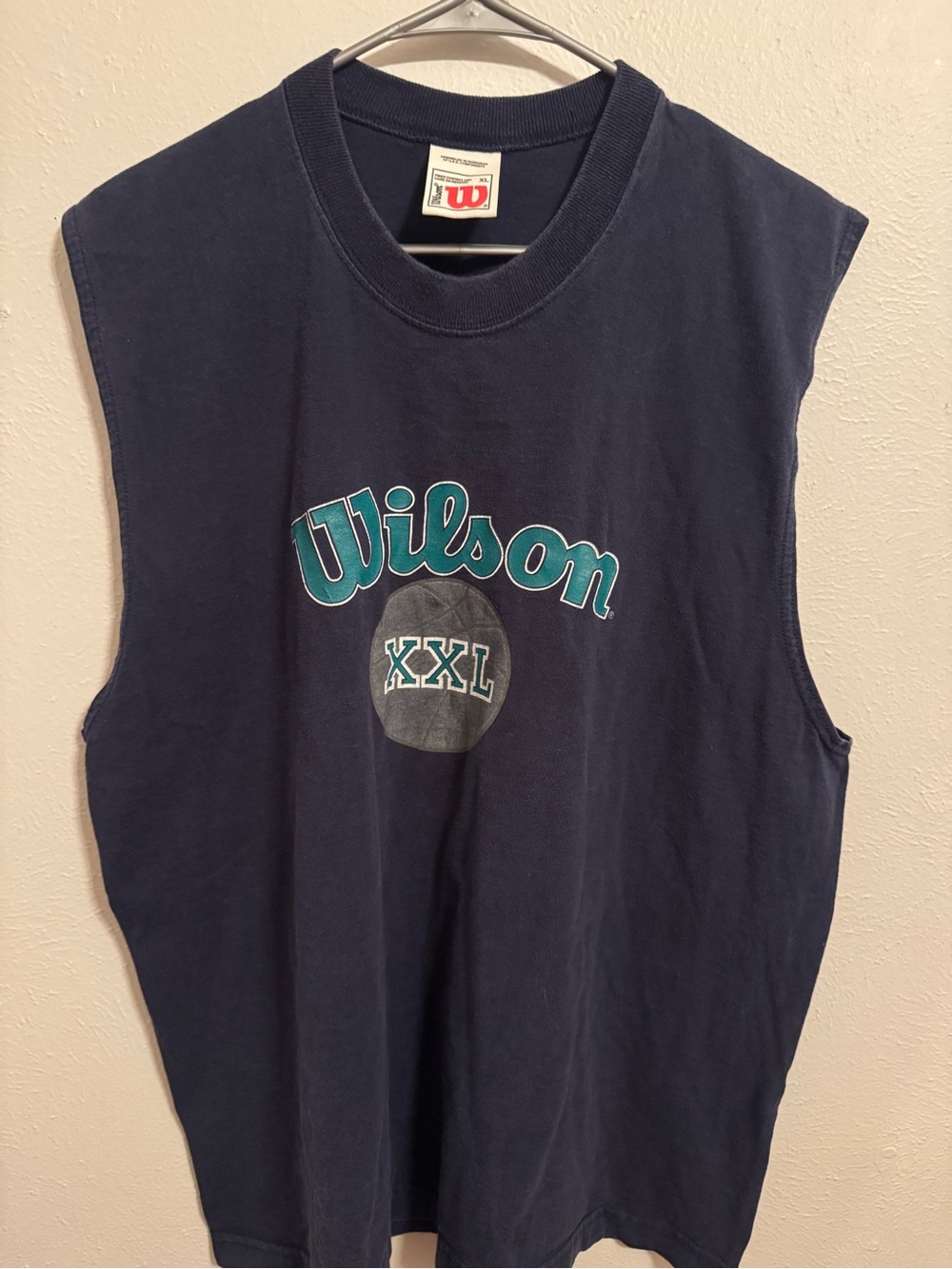 Wilson Navy Muscle Tank with Teal Script and XXL Graphic